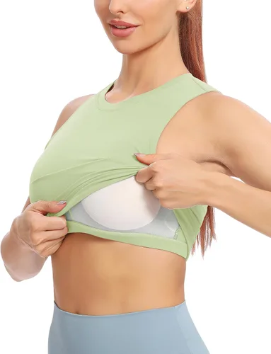 Vista 3 de Natural Feelings Nudi - Sujetadores deportivos para mujer, con relleno extraíble, sin mangas, para yoga, fitness, entrenamiento, ombligueras