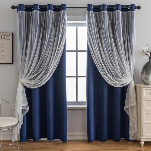 Vista 19 de Anytime Cortinas opacas y transparentes para ventana, par de paneles de cortinas lisas con ojales en la parte superior, 35 pulgadas de ancho x 63