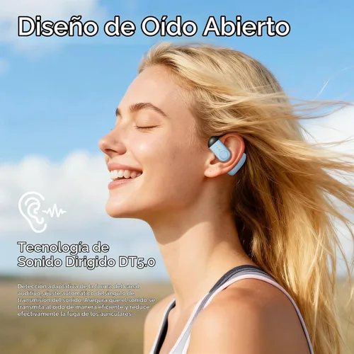 Vista 2 de Xmenha - Auricular de teléfono Bluetooth con Bluetooth, auricular de una pieza de oreja abierta, conducción de aire, auriculares sin oído