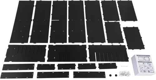 Vista 9 de Organizador de literatura con 32 ranuras para buzón de oficina, cubículos, organizador de escritorio de PVC con paneles ajustables y 2 cajones
