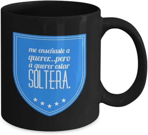 Vista 2 de Taza de Café Soltera Vaso, taza de café divertidas, tazas personalizadas, taza de café inspiradoras, taza con mensajes positivos.