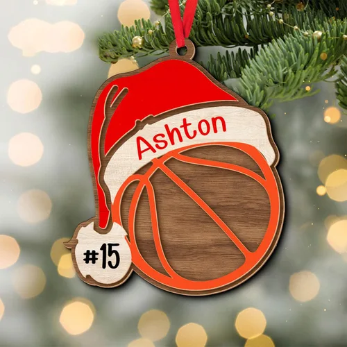 Vista 11 de Adorno Personalizado de Baloncesto 2025 - Adorno de Jugador de Baloncesto - Adornos de Árbol de Navidad de Baloncesto - Regalos de Jugador de Bkb 5