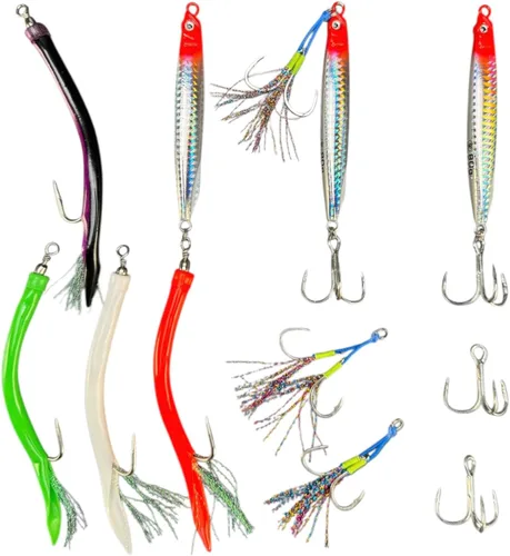 Vista 16 de Señuelos de pesca de agua salada, plantillas de pesca, cucharas de pesca para lubina, pompano, caballa española, pescado azul