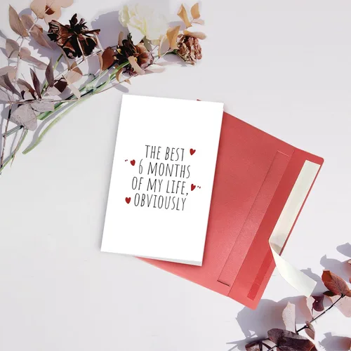 Vista 6 de SuperShunhu Tarjeta de Aniversario de 6 Meses para Él o Ella, Tarjeta de Regalo de Seis Meses para Novio o Novia, Tarjeta de Aniversario de Citas