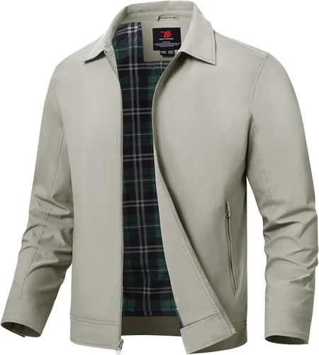 Vista 9 de TBMPOY Chaquetas ligeras para hombre, cortavientos ligeros, con cremallera completa, casual, para trabajo, golf, negocios, otoño, abrigo
