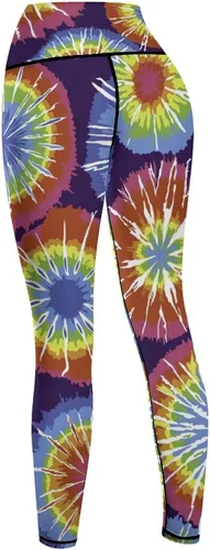 Vista 7 de Rainbow Dots Tie Dye High Waist Yoga Pants Tummy Control Stretch Leggings for Women