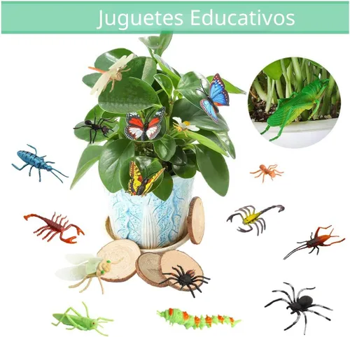 Vista 6 de Figuras de juguete de insectos para niños y niñas (24 piezas), insectos falsos de 2 a 4 pulgadas, arañas falsas, cucarachas, escorpiones, grillos