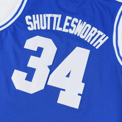 Vista 4 de Mens Lincoln #34 Jesus Shuttlesworth High School Movie Basketball Jersey for Adult WhiteBlue