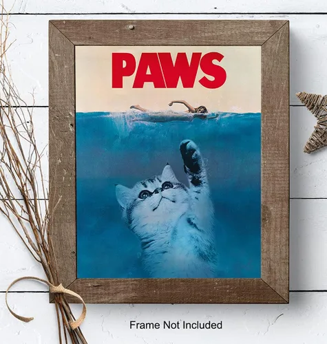Vista 8 de Arte y decoración de pared de gatos, regalos divertidos para amantes de los gatos para mujeres, bonito póster de gatito de 8 x 10 pulgadas