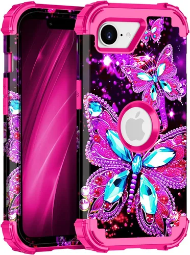 Vista 74 de Miqala Funda para iPhone 12, iPhone 12 Pro, que brilla en la oscuridad, tres capas, resistente a los golpes, protección de plástico duro + funda