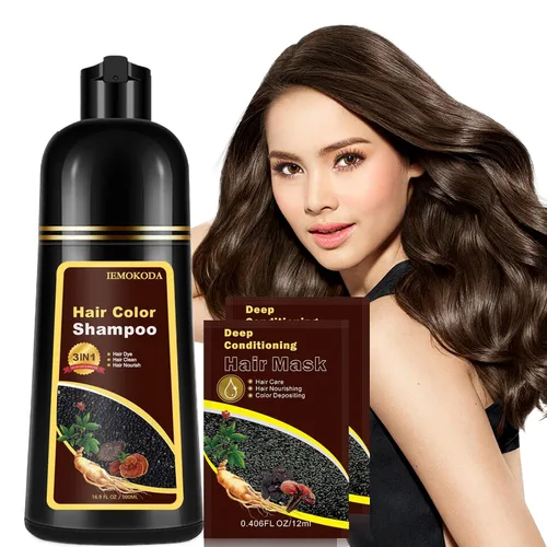 Vista 13 de Champú de tinte para cabello negro para cabello gris, champú instantáneo de color de cabello, champú de larga duración, champú para cabello negro