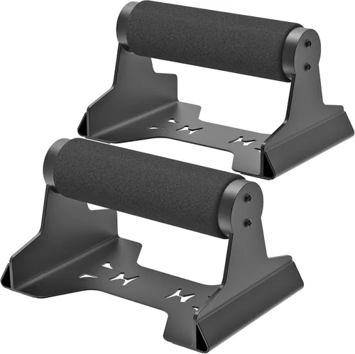 Vista 12 de SELEWARE Wood push up bars Parallettes bars Anti-slip Handstand Bars for Calisthenics, Fitness, Floor workouts Solid Wood with Sturdy Metal Bracket
