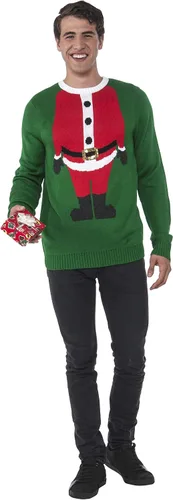Vista 2 de Rubie's feo suéter navideño, Suéter navideño de Papá Noel, S, cabeza de Santa