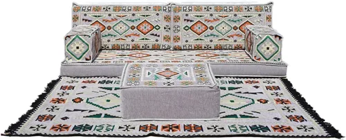 Vista 35 de arabicsofa Sofá Tradicional Árabe para Piso – Juego de Cojines Modulares para Sala de Estar Azul