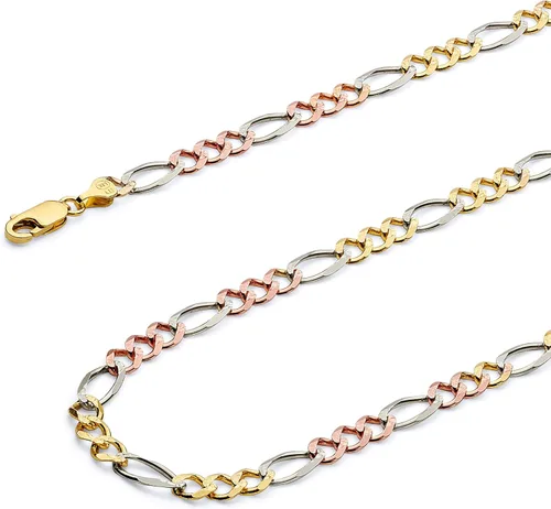 Vista 20 de Wellingsale Cadenas Figaro de oro macizo de 14 quilates (opciones seleccionadas)