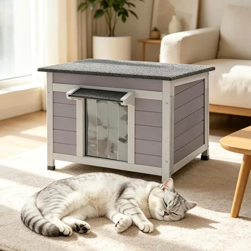 Vista 13 de GUTINNEEN Heated Outdoor Cat House Weatherproof, Insulated Liner, Outside