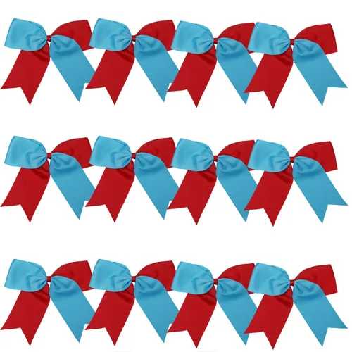 Vista 44 de Lazos de animadora jumbo de 8 pulgadas con diamantes de imitación brillantes para cola de caballo, lazos de porrista, 6 unidades, color negro