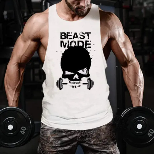 Vista 4 de Camiseta sin mangas para hombre, para gimnasio, fisicoculturismo, camiseta de entrenamiento con corte muscular, chaleco sin mangas