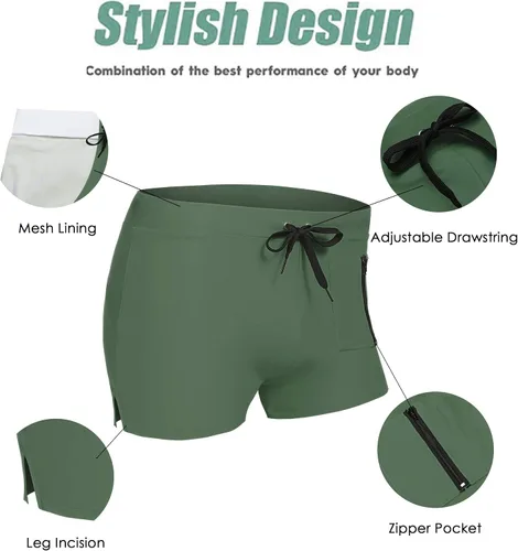 Vista 4 de COOFANDY Mens Swim Trunk Swimwear Bathing Suit Swim Brief Square Leg Board Short S-3XL