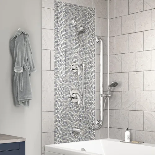 Vista 3 de Symmons 9606-PLR-1.5-TRM Origins - Bañera de 2 manijas y 1 regadera con 1 rociador de ducha de mano en cromo pulido (válvulas no incluidas)
