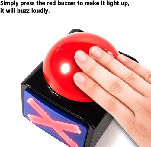 Vista 4 de Zumbador familiar para peleas, paquete de 4 zumbadores de juego con luces y sonido, zumbadores de prueba para noches de trivia, juegos de aula, LED
