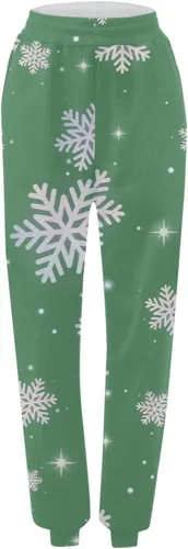 Vista 5 de Pantalones de chándal Estampado navideño para mujer rectos, cintura alta, elásticos, sueltos, básicos