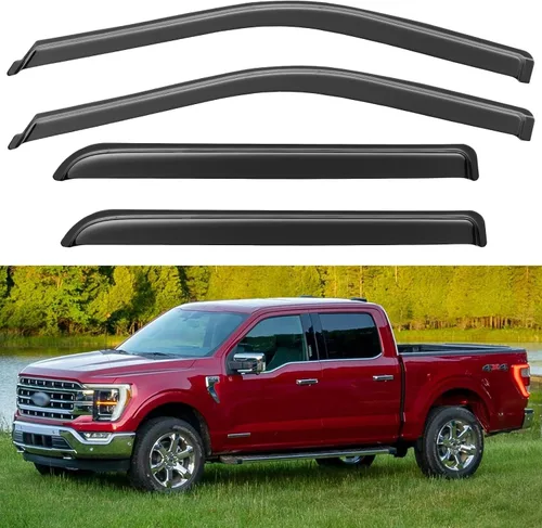 Vista 8 de Visores para ventanas y protectores contra la lluvia para Ford F150 de cabina estándar 1980-1996, Deflectores de viento y protectores para ventanas