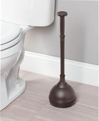 Vista 2 de mDesign Hyde Collection - Juego de émbolo de inodoro de plástico con tapa de elevación y bloqueo, soporte de almacenamiento independiente compacto