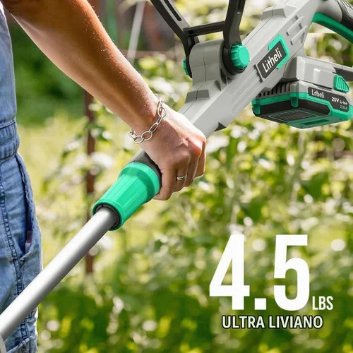 Vista 5 de Litheli Recortadora de Hilo Inalámbrica de 20V 12", Bordeadora con Ruedas, Funciona con Batería con Alimentación Automática de Hilo