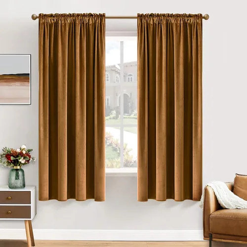 Vista 51 de MIULEE - Juego de 2 paneles de cortinas negro opacas y térmicas de terciopelo para la sala de estar y dormitorio, con bolsillo para cortinero, de 63