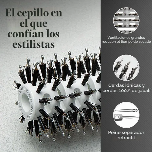Vista 4 de Olivia Garden Cerámica + Ion Turbo Vent Combo Cepillo de pelo (cerdas iónicas y 100% de jabalí)