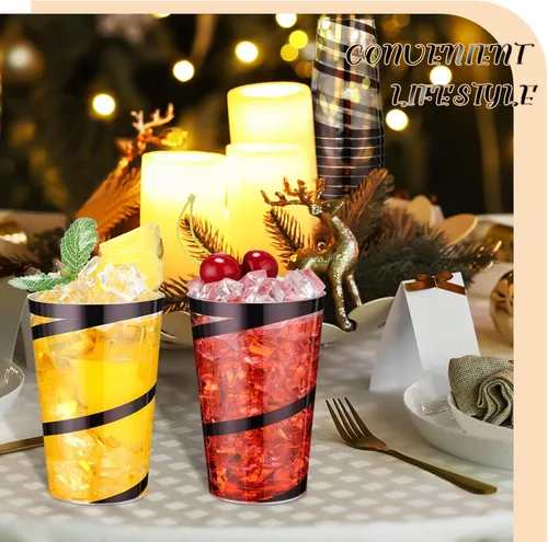 Vista 7 de Bokon 100 vasos de plástico transparente con borde de 12 onzas con borde, vasos desechables de plástico, vasos de vino, elegantes vasos de boda