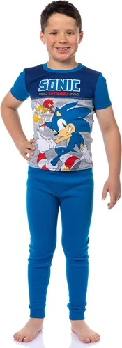 Vista 2 de Sonic The Hedgehog Let's Roll - Conjunto de pijama de algodón para niños, camisa y pantalones