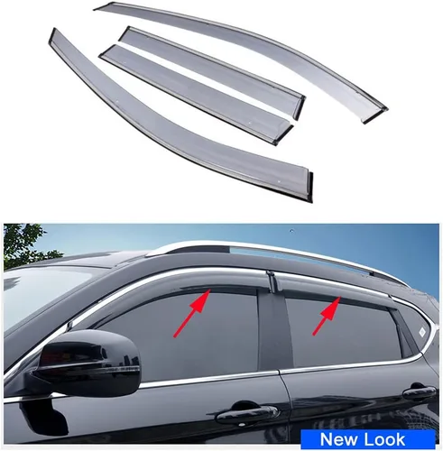 Vista 3 de 4 unidades de deflector de viento para ventana de automóvil, protectores de lluvia/nieve, cromados para Mitsubishi Eclipse Cross 2018 2019 2020 2021