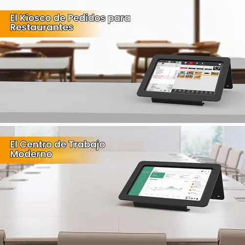 Vista 2 de Soporte de escritorio para tableta, todo de metal ergonómico 30 con bloqueo de cable de seguridad para oficina, mostrador de puntos de venta