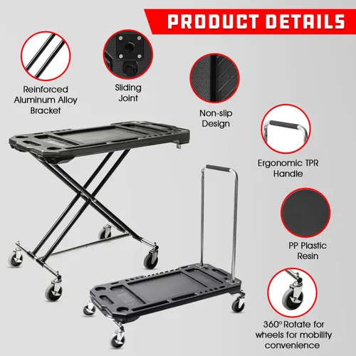 Vista 3 de Powerbuilt Mesa de trabajo ajustable con soportes para herramientas y función de plataforma convertible, multiuso, hogar, garaje, lugar de trabajo