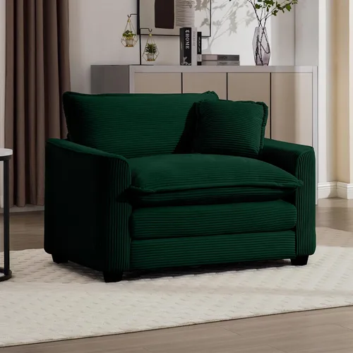 Vista 12 de Aoowow Sofá de dos plazas de pana, modernos sofás de nube de 2 plazas para sala de estar, sofás modulares de nube seccionales con asiento profundo
