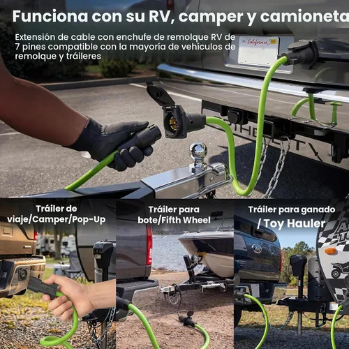 Vista 5 de GEARit Cable de extensión para remolque de 7 vías (1 pie) Enchufe de remolque de 7 pines Cable en línea Arnés de cables Conector de clavijas dobles
