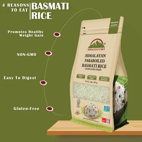 Vista 3 de Himalayan Chef - Arroz Basmati Parboiled del Himalaya, saludable y grano extra largo - 2 libras