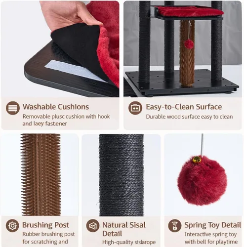 Vista 8 de FourFurPets Árbol para gatos resistente, árbol de gato de 67.7 pulgadas para gatos de interior grande y adulto, torre moderna para gatos grandes