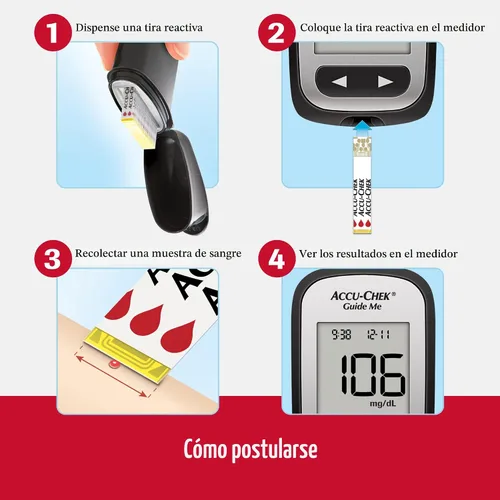 Vista 4 de Accu-Chek Guide Tiras de prueba de glucosa para prueba de azúcar en sangre en diabéticos (paquete de 25)