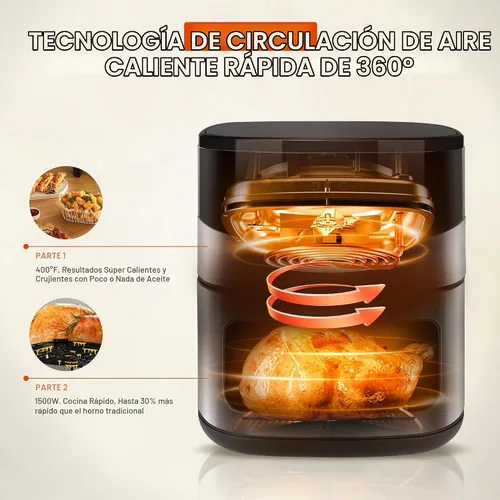 Vista 8 de Freidora de aire digital inteligente de 6.5QT, ventana visual, 8 recetas preestablecidas para comida rápida y fácil, aperitivos, postres, plato