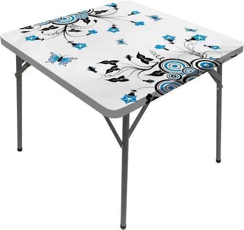 Vista 16 de Mantel cuadrado para mesa de paisaje, majestuosa escena matutina brumosa Triglav National Elástico, se adapta a mesas de 24 x 24 pulgadas