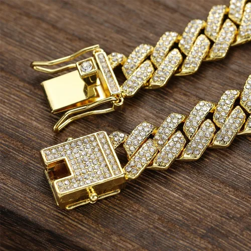 Vista 7 de Saintda Pulsera de eslabones cubanos para hombres y mujeres, pulseras de plataorooro rosa, pulsera cubana de Miami, joyería de hip hop, regalo