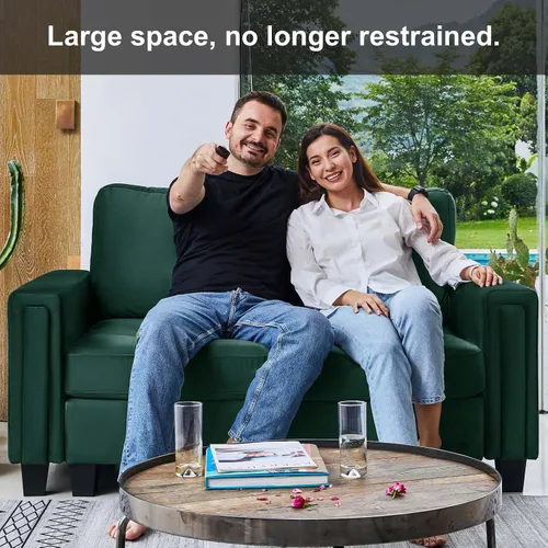 Vista 5 de Belffin Sofá de dos plazas modular de terciopelo sofá de 2 plazas asientos de amor para espacio pequeño verde