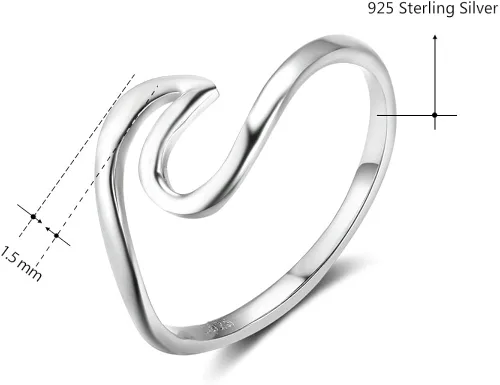 Vista 2 de LEECCO Anillos de plata de ley 925 para mujeres y niñas, talla 5-10