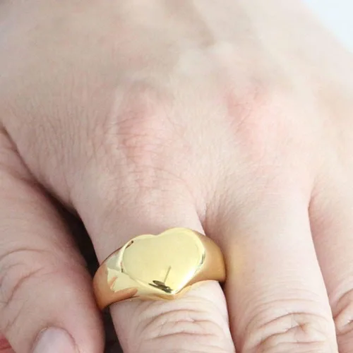Vista 3 de Jude Jewelers Anillo de aniversario de promesa de boda de acero inoxidable en forma de corazón clásico y simple, Metal, Zirconia cúbica