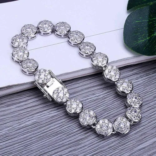 Vista 3 de TOPGRILLZ Pulsera de tenis para mujer, 1 fila de 0.394in, chapada en oro de 14 quilates, circonita cúbica, solitario, ligamento de tenis