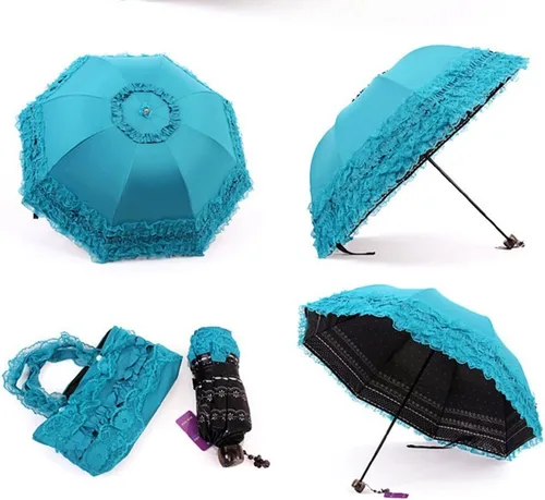 Vista 42 de Honeystore Paraguas plegable a prueba de rayos ultravioleta Princess Lace Parasol con cúpula anti-UV