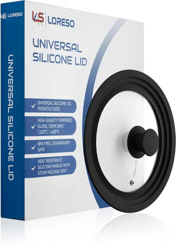 Vista 7 de Tapa universal para ollas, sartenes y sartenes de 7.5 a 9.5 pulgadas, tapa de vidrio para sartén